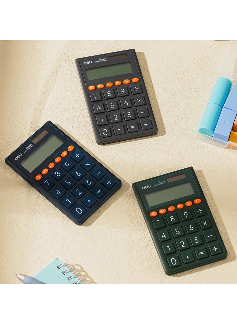 Deli آلة حاسبة محمولة دلي EM130 12 رقم أزرق - مثالية للاستخدام في المدرسة والمكتب - Image 2