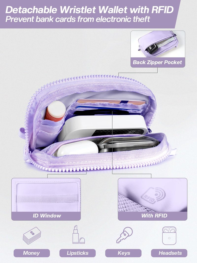 Tiostep Clip and Go Strap for Phone with Wallet Crossbody Phone Lanyard Adjustable and Detachable RFID Wristlet Wallet with ID Window and Zipper, Purple - Image 5