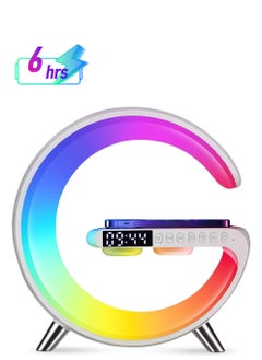 General 3 in 1 Wireless Speaker Charger, Atmosphere Light with Wireless Charging Function, Table Lamp, Bedside Lamp with Alarm Clock & Charging Function, Bedroom Bedside Lamp, Gifts,White  - Image 1