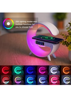 General 3 in 1 Wireless Speaker Charger, Atmosphere Light with Wireless Charging Function, Table Lamp, Bedside Lamp with Alarm Clock & Charging Function, Bedroom Bedside Lamp, Gifts,White  - Image 3