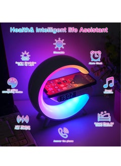 General 3 in 1 Wireless Speaker Charger, Atmosphere Light with Wireless Charging Function, Table Lamp, Bedside Lamp with Alarm Clock & Charging Function, Bedroom Bedside Lamp, Gifts,White  - Image 2