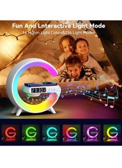 General 3 in 1 Wireless Speaker Charger, Atmosphere Light with Wireless Charging Function, Table Lamp, Bedside Lamp with Alarm Clock & Charging Function, Bedroom Bedside Lamp, Gifts,White  - Image 4