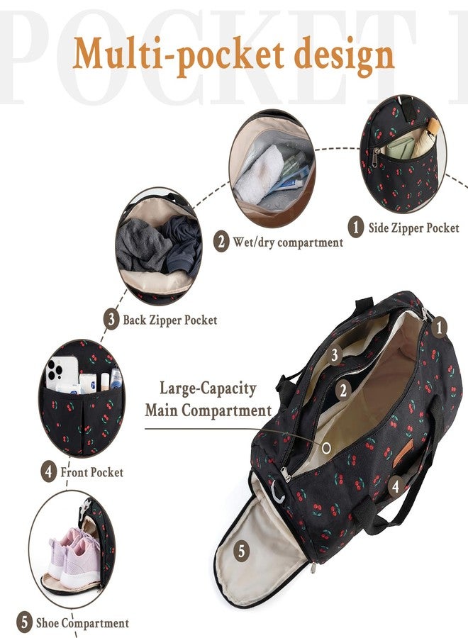 Lemoobolsa 2PCS Gym bag for women, Duffle Bag with Wet Pocket & Shoe Compartment and item bag, Duffle Bag for Travel, Sports, Fitness & Workout - Image 3