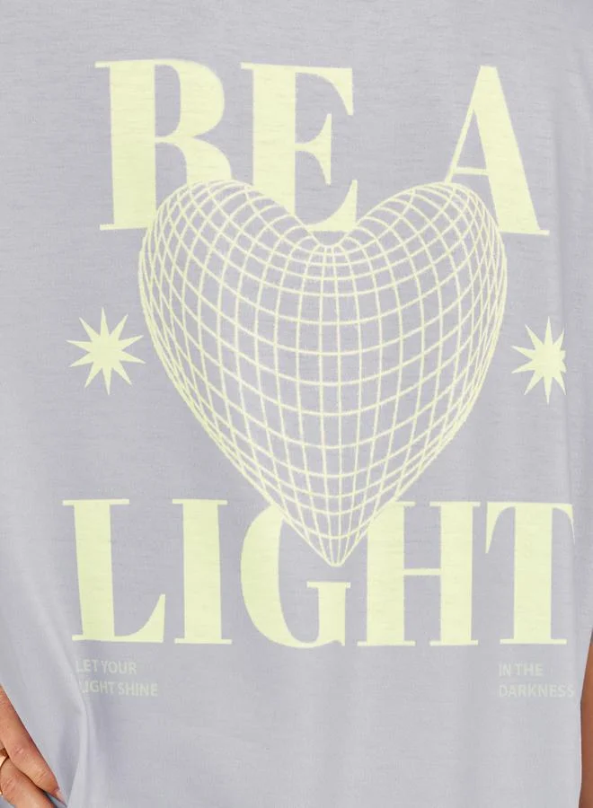 Styli Graphic Print Round Neck Oversized T-Shirt