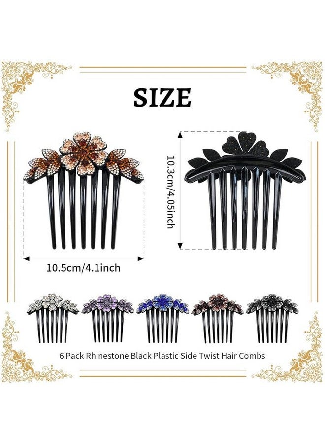 YANWENX 3 Pack Sparkly Glitter Flower Rhinestone Slides Hairpins with Long Teeth - Image 5
