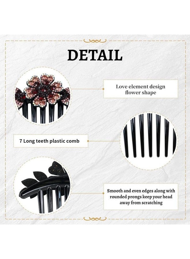 YANWENX 3 Pack Sparkly Glitter Flower Rhinestone Slides Hairpins with Long Teeth - Image 4