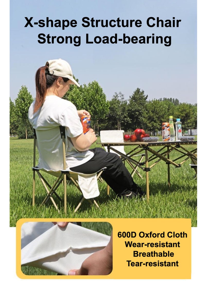YooA 5-pc Folding Table and Chairs Set, Portable Picnic Long Table with 4 Chairs, Camping Table with Easy Carrying Bag for Outdoor Camping Picnic BBQ, Party and Dining (1*1.2m Long Table, 4*Chairs) - Image 3
