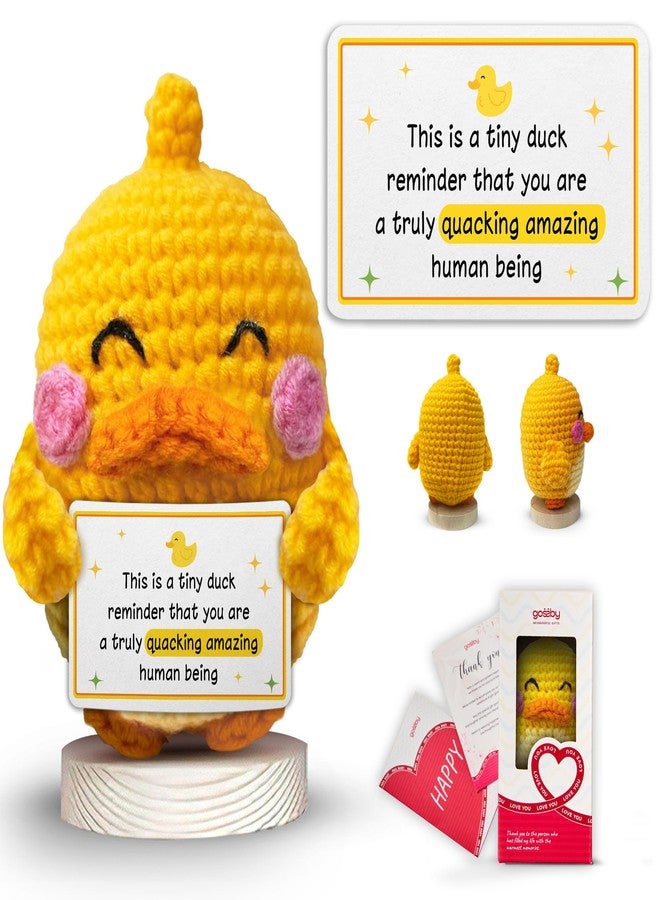 Gossby Positive Duck Crochet with Message - This is A Tiny Duck Reminder - Inspirational Gift for Women, Men - Christmas, Birthday, Emotional Support, Positive Energy Gift for Friend, Coworker - Image 1