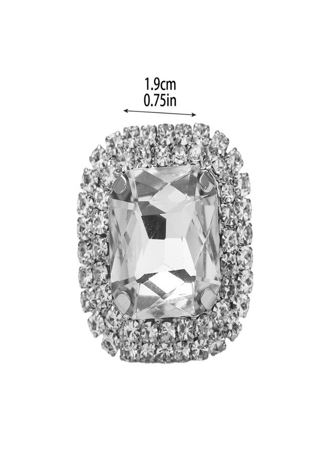 IS4U Sparkling Rhinestone Rings Bohemia Thick Large Oval Geometric Ring Square Princess Rings Fashion Heart Zircon Crystal Ring Prom Wedding Party Ball Rings for Women (Quadrate) - Image 5