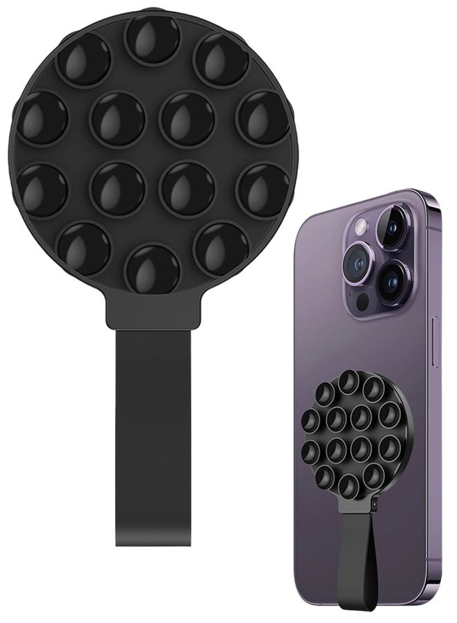 Sticky Suction Cup Phone Grip Holder, Universal Phone Mount for Selfies, Shower & Daily Use, Black - Image 1