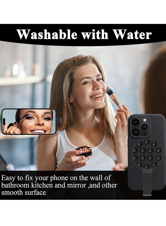 Sticky Suction Cup Phone Grip Holder, Universal Phone Mount for Selfies, Shower & Daily Use, Black - Image 4