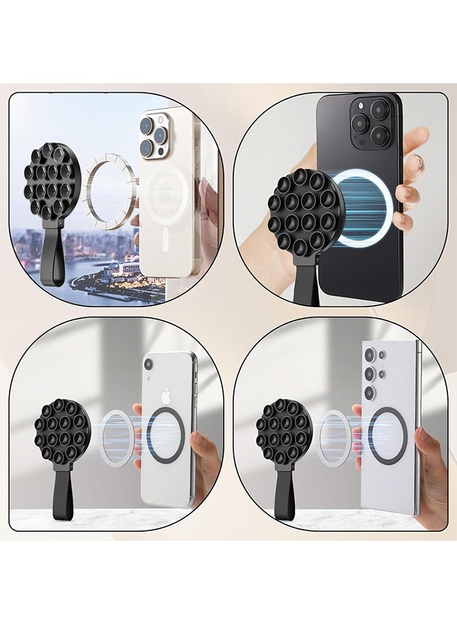 Sticky Suction Cup Phone Grip Holder, Universal Phone Mount for Selfies, Shower & Daily Use, Black - Image 3