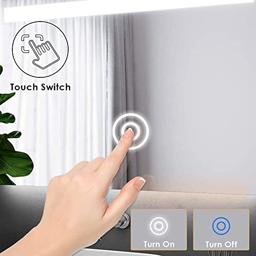 Quality Glass Bathroom LED Mirror with Touch Sensor, 3 Light Effects, Glass, Wall Mount Oval, Led-412 (12 X 18 Inch) - Image 3