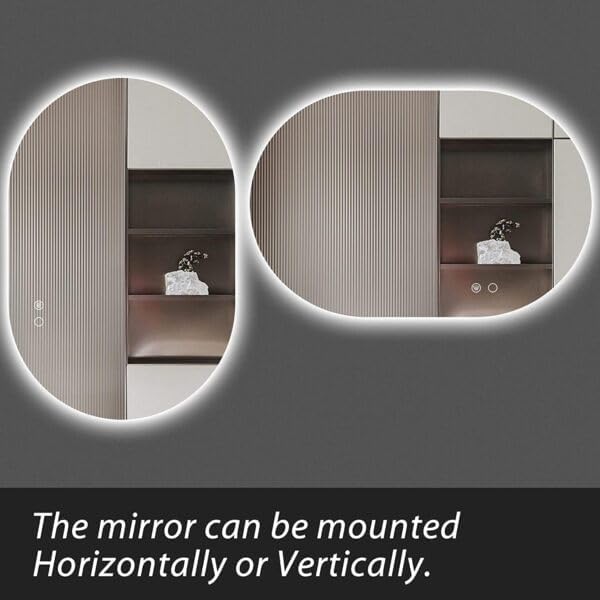 Quality Glass Bathroom LED Mirror with Touch Sensor, 3 Light Effects, Glass, Wall Mount Oval, Led-412 (12 X 18 Inch) - Image 2