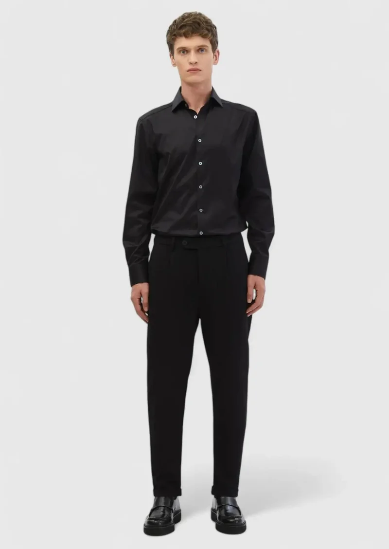 رامسي بنطال أسود محبوك بقصة عادية