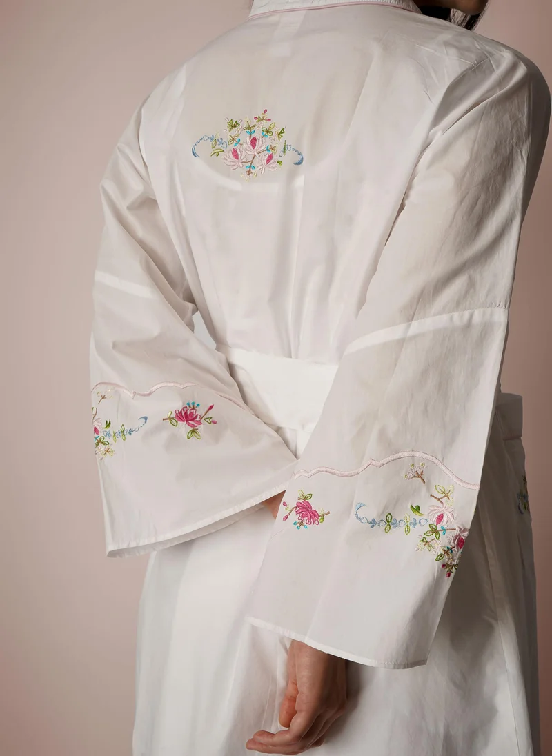 After Dark Maria, Embroidered Cotton Robe