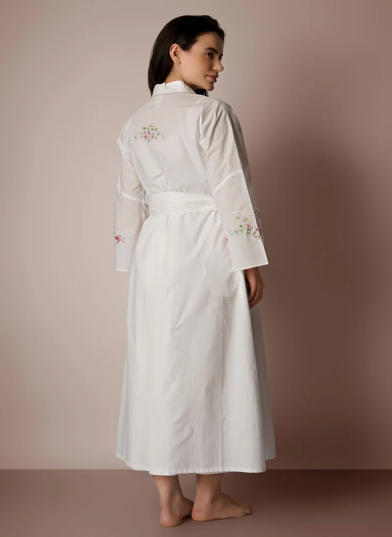 After Dark Maria, Embroidered Cotton Robe