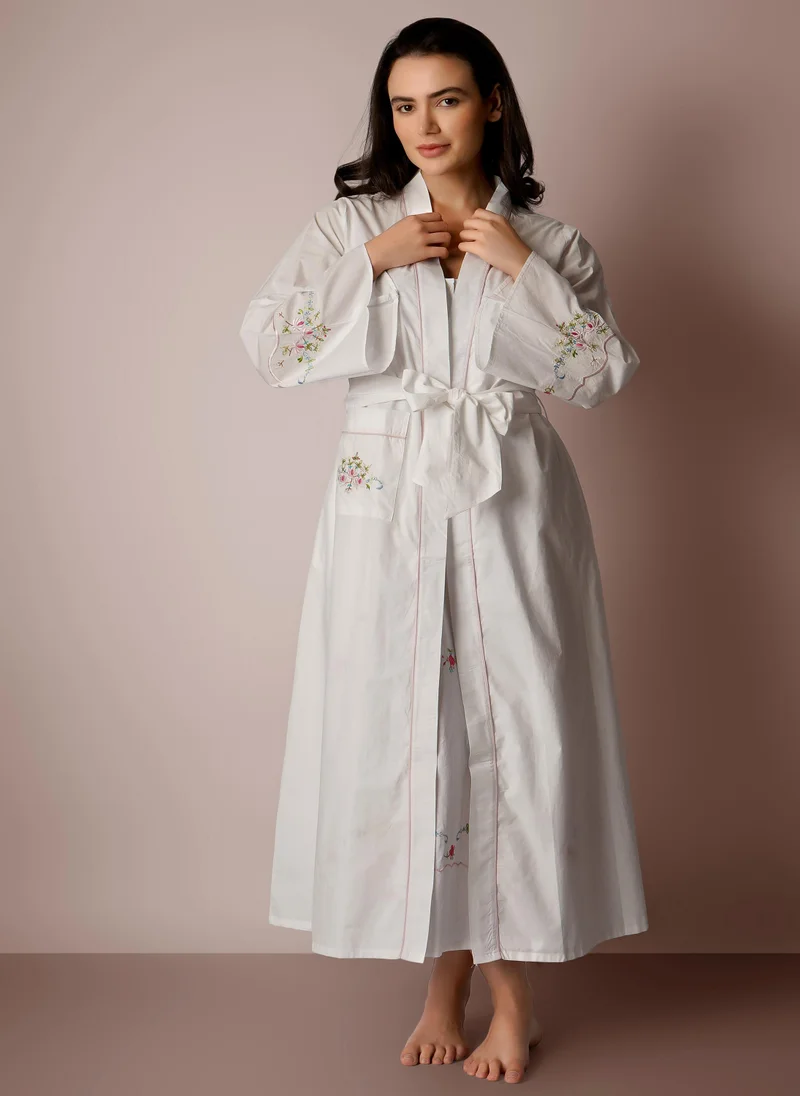 After Dark Maria, Embroidered Cotton Robe