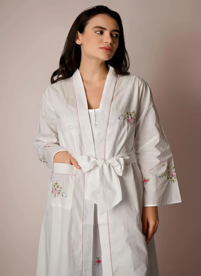 After Dark Maria, Embroidered Cotton Robe