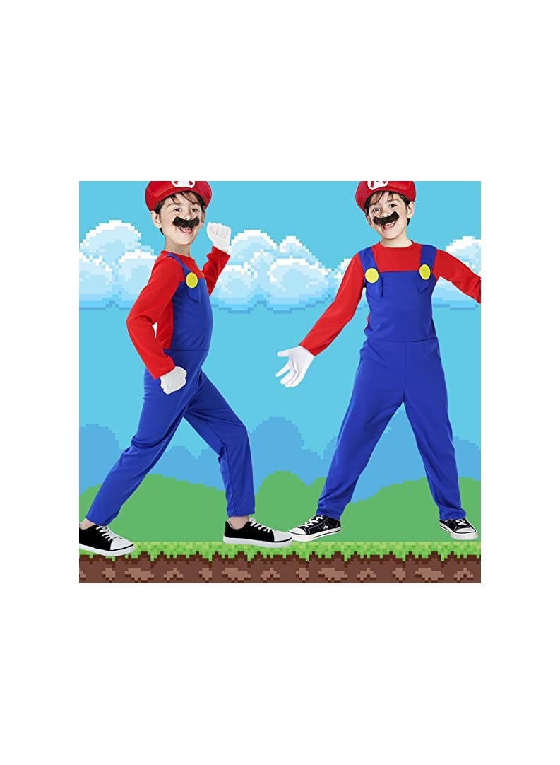 Nintendo Super Brother Costume for Kids-Mario Costume Kids Cosplay Jumpsuit with Accessory (RED-S) - Image 5