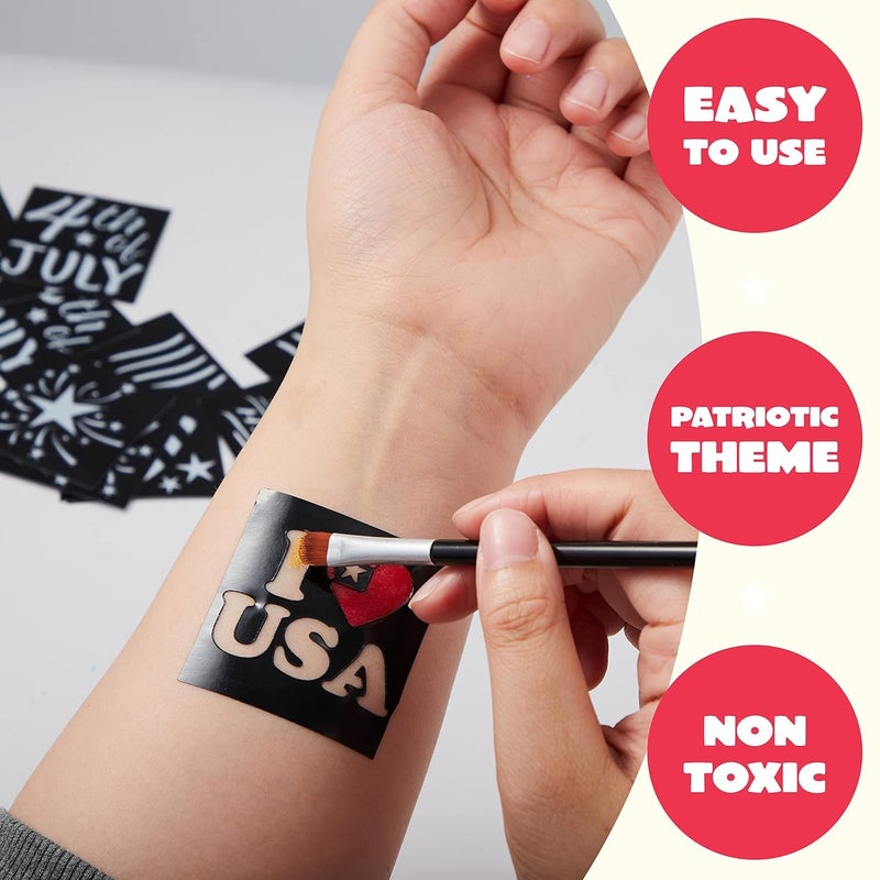 JOYIN 5 Colors Patriotic Face Body Paint Kit with Glitter and 16 Pcs Stencils Sticker for Kids, 4th of July Face Paint Red White Blue Make Up for Independence Day, Memorial Day Party, Veterans Day - Image 3