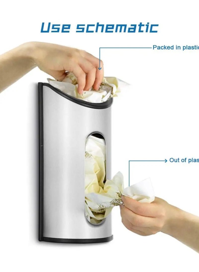 Barakah Bags holder-Stainless Steel Wall Mount Grocery Bag Dispenser, Bags Storage for Plastic bag,Anti-Fingerprints, Silver… - Image 1