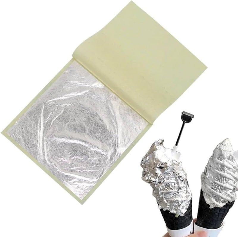 A.K GOLD LEAF AK GOLD LEAF 30pcs Chandi Vark Edible Silver Leaf Jumbo Sized 6X4 Inch Sheet German Finest Silver Leaves for Sweets Face Pack Genuine Silver Leaf Sheets Edible for Cake Chandi ka Varq Glitter - Image 2