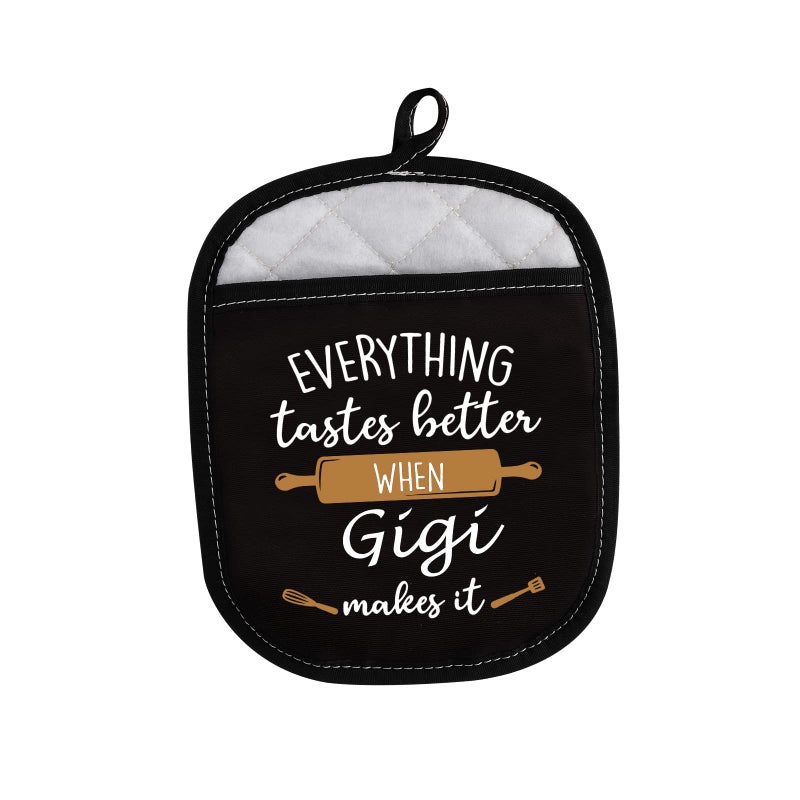 LEVLO Best Mother Father Baking Cooking Gifts Everything Tastes Better When MimiGrandmaNanaPapaNonnaGigi Makes It Oven Mitts Gigi