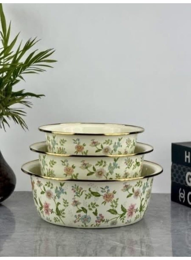 3-Piece Sheet Metal Dough Mixing Bowl Set in Assorted Sizes for Baking & Food Prep - Image 2