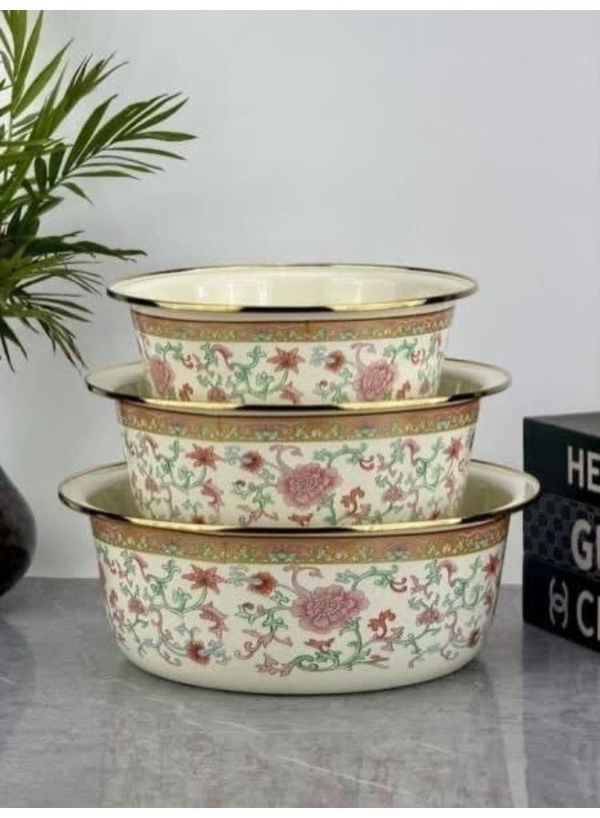 3-Piece Sheet Metal Dough Mixing Bowl Set in Assorted Sizes for Baking & Food Prep - Image 3