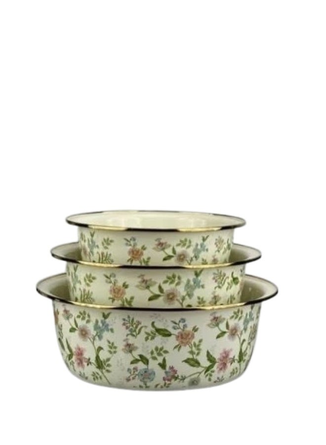 3-Piece Sheet Metal Dough Mixing Bowl Set in Assorted Sizes for Baking & Food Prep - Image 1