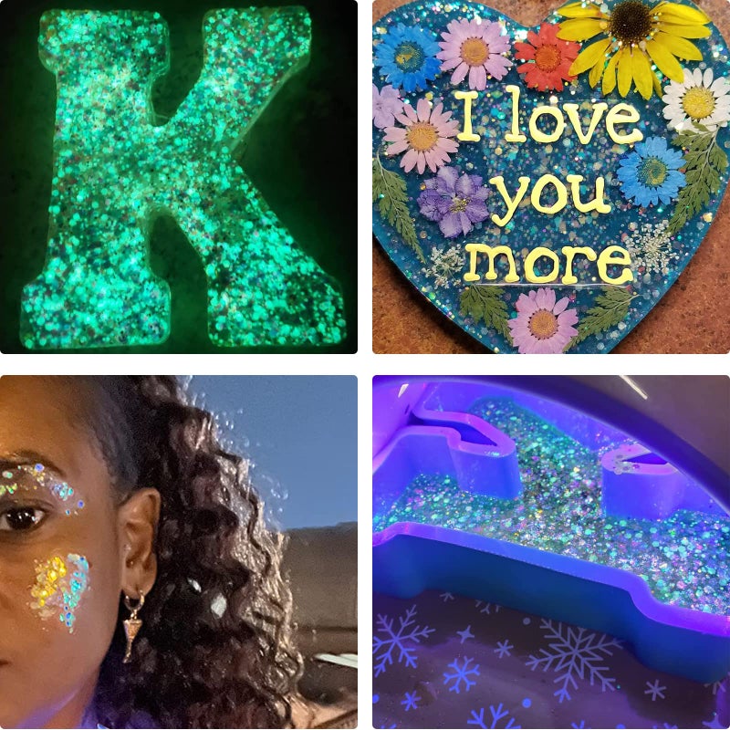 LuckForever 12 Colors Night Glow Chunky Glitters Flakes Luminous Neon Powder Glitter Sequins for Acrylic Nails/Crafts/Resin/Makeup/Festival - Image 4