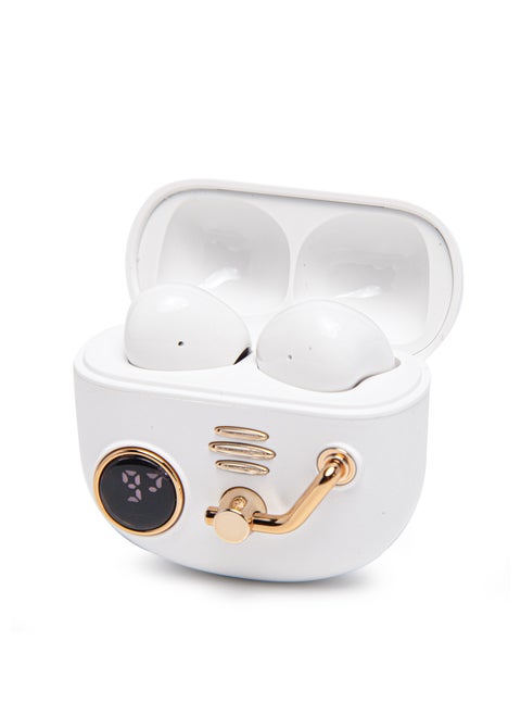 Retro Wireless Bluetooth Headset Semi-In-Ear High Sound Quality White For IPhone Android