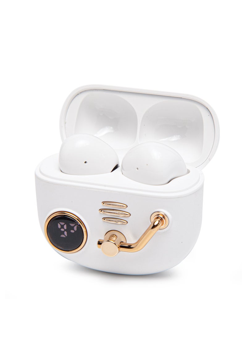Retro Wireless Bluetooth Headset Semi-In-Ear High Sound Quality White For IPhone Android