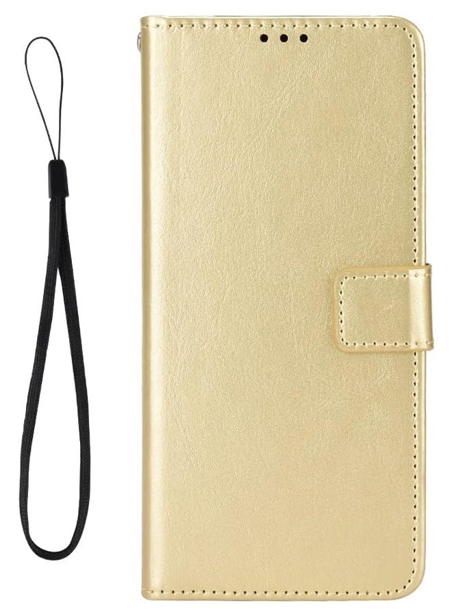 HY Phone Case for Xiaomi Redmi A3 4G Leather Magnetic Business Phone Case Stylish Flip Cover with Card Slot and Stand for Xiaomi Redmi A3 4G (Gold)  - Image 2