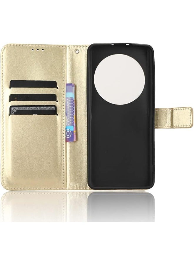 HY Phone Case for Xiaomi Redmi A3 4G Leather Magnetic Business Phone Case Stylish Flip Cover with Card Slot and Stand for Xiaomi Redmi A3 4G (Gold)  - Image 5