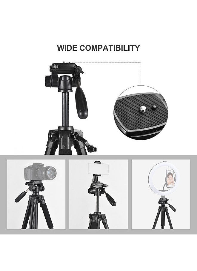 ANDOER - Andoer 1.88M/74in Photography Tripod Camera Tripod Stand Aluminum Alloy 360° Rotatable 5kg/11lbs Load Capacity 1/4 Inch Screw Connection with Phone Clip Remote Shutter - Image 1
