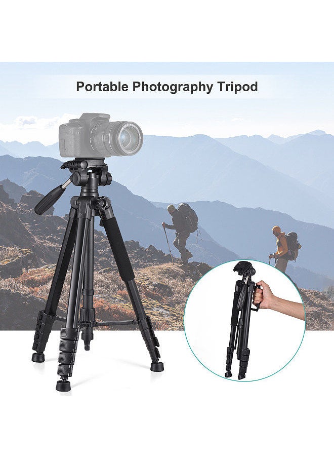 ANDOER - Andoer 1.88M/74in Photography Tripod Camera Tripod Stand Aluminum Alloy 360° Rotatable 5kg/11lbs Load Capacity 1/4 Inch Screw Connection with Phone Clip Remote Shutter - Image 1
