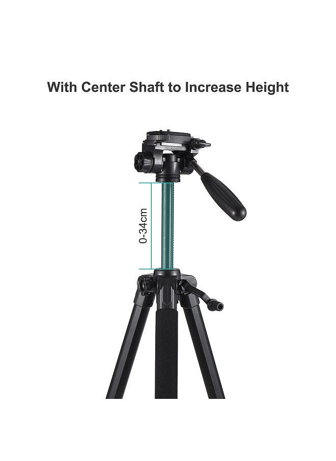 ANDOER - Andoer 1.88M/74in Photography Tripod Camera Tripod Stand Aluminum Alloy 360° Rotatable 5kg/11lbs Load Capacity 1/4 Inch Screw Connection with Phone Clip Remote Shutter - Image 1