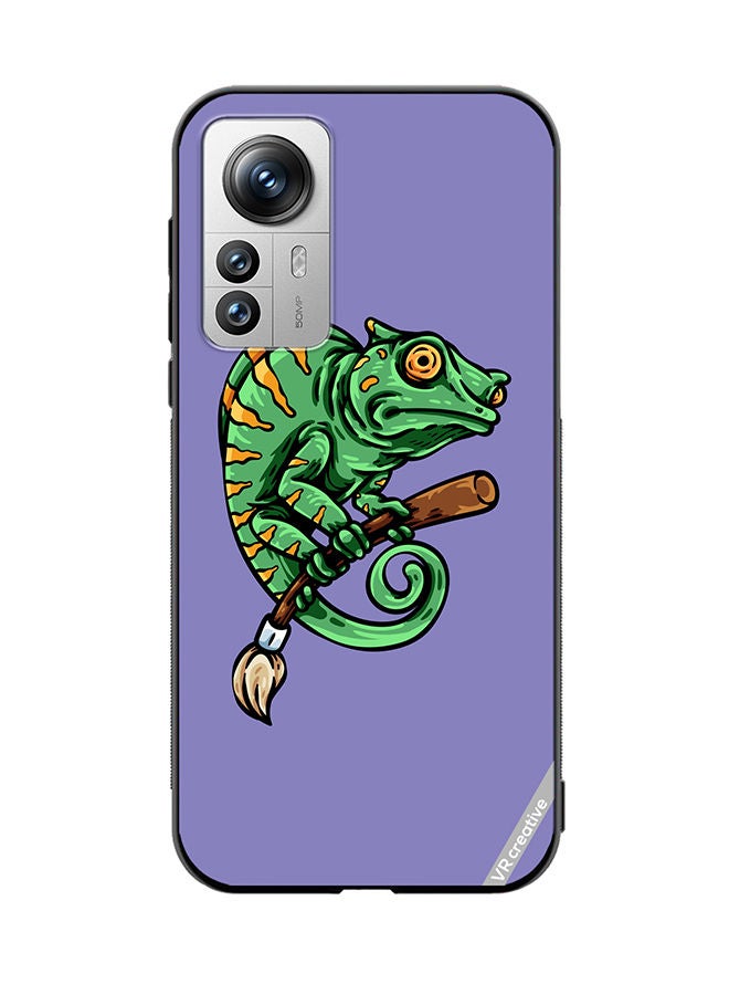 VR CREATIVE Protective Case Cover For Xiaomi 12 Pro Chameleon On Broom Design Multicolour - Image 1