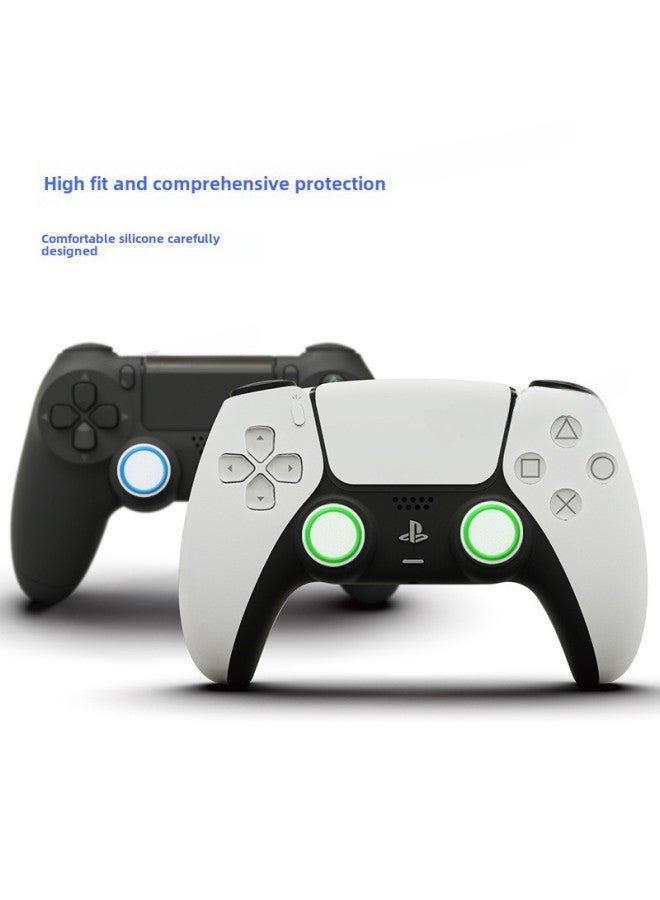 PS4 Rocker Cap PS3/PS5 Game Machine Mushroom Head Protection Key Cap Two-color Handle Silicone Cap Luminous-Product Color:Ps-36 White Bottom Hoop  - Image 4