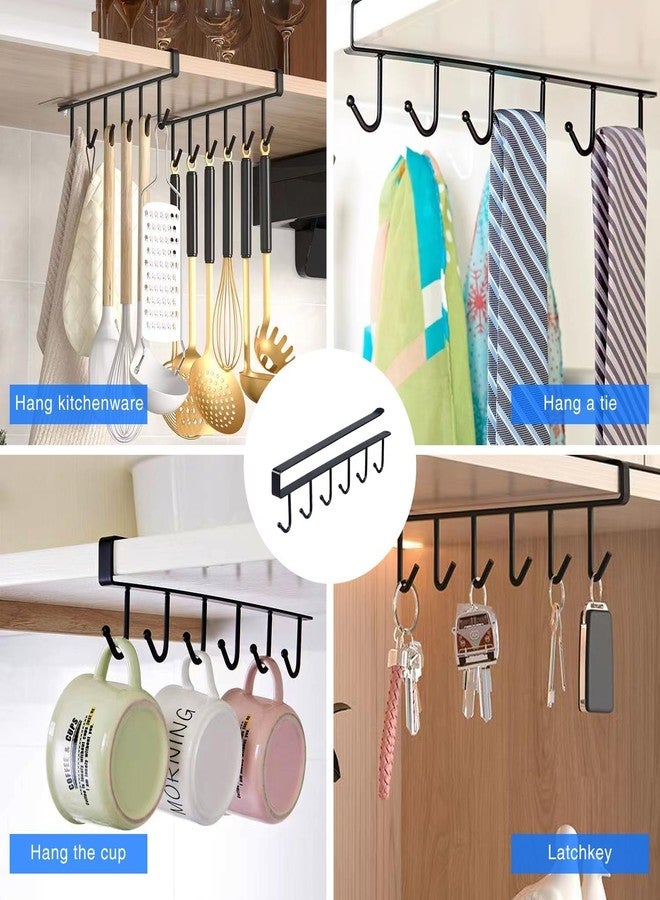 PRAMANTA Under Cabinet Mug Shelf Rack 6 Hooks Cup Holder Under Cabinet Door Shelf Hanger for Mugs, Coffee Cups and Kitchenware Organization (1) - Image 5