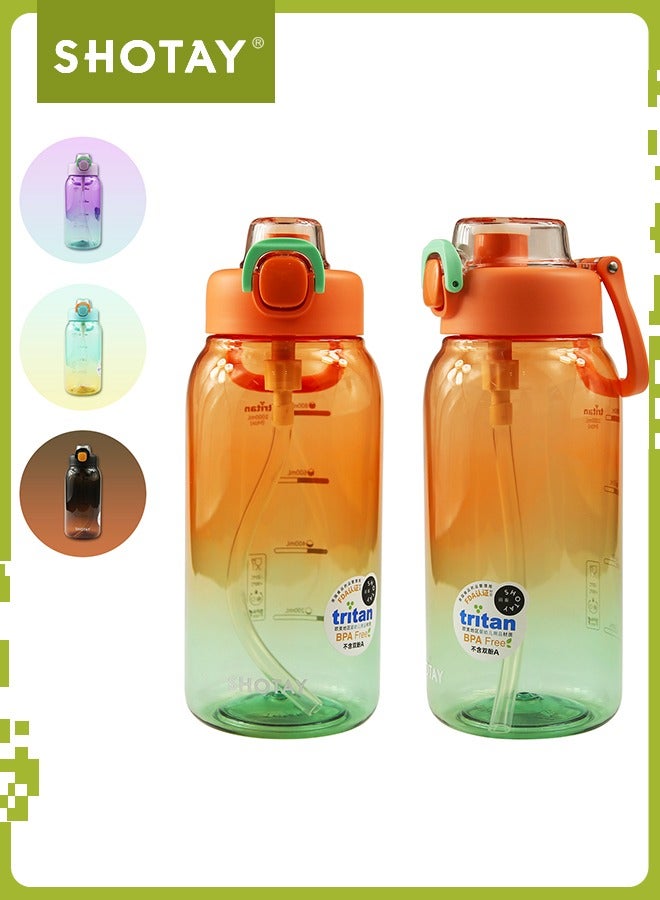 شوتاي زجاجات مياه رياضية سعة 1 لتر مصنوعة من مادة التريتان الامريكية خالية من BPA بنسبة 100% ومضادة للتسرب، زجاجة مياه نصف جالون للمدرسة واللياقة البدنية والرياضات الخارجية من شوتاي، بلاستيك - Image 1