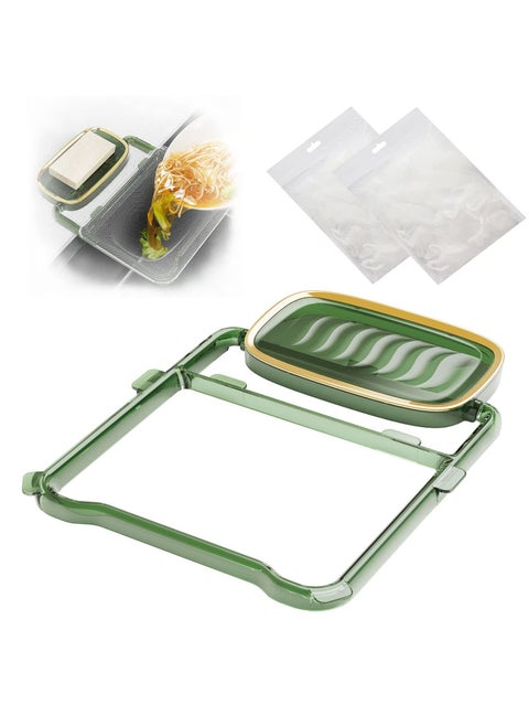 Sink Filter Rack Foldable, Foldable Sink Filter Rack with 100 Pcs Disposable Fine Mesh Bags, Sink Garbage Storage Rack Holder, Sink Filter Net, Mesh Bag for Kitchen Waste Leftover