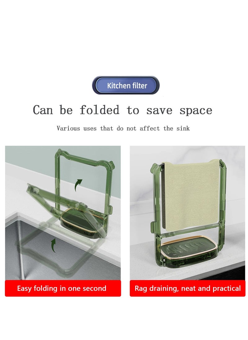 Sink Filter Rack Foldable, Foldable Sink Filter Rack with 100 Pcs Disposable Fine Mesh Bags, Sink Garbage Storage Rack Holder, Sink Filter Net, Mesh Bag for Kitchen Waste Leftover