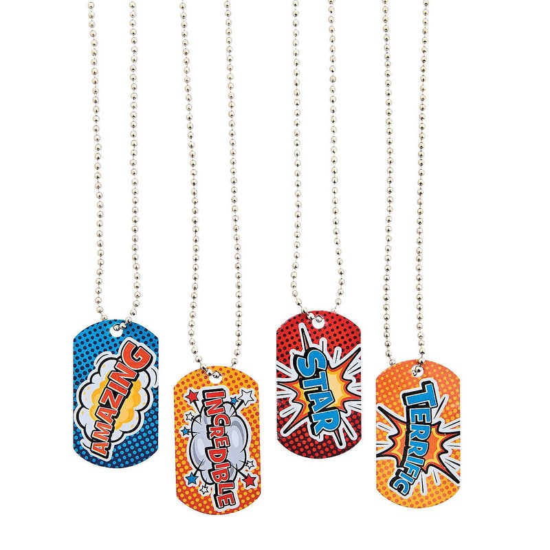 Fun Express Super Hero Dog Tag Necklace - 12 Pieces - Educational And Learning Activities For Kids - Image 4