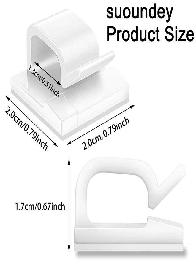 suoundey 130 Pcs Cable Clips, Adhesive Cable Organizer Cord Holder Wire Clip Wire Management Self Adhesive Hooks Wire Holder for Office, Home(White, 130PCS-Large) - Image 2
