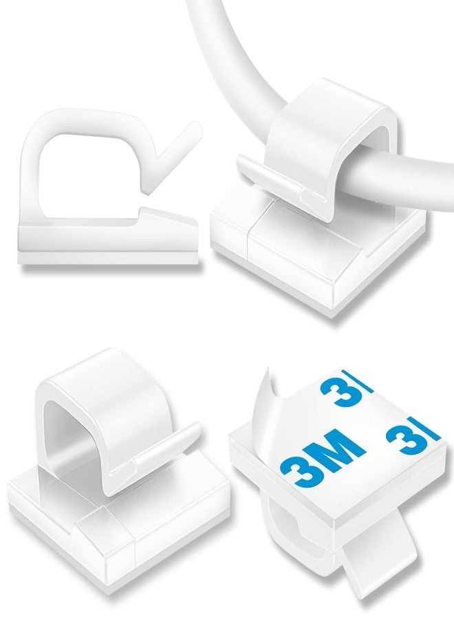 suoundey 130 Pcs Cable Clips, Adhesive Cable Organizer Cord Holder Wire Clip Wire Management Self Adhesive Hooks Wire Holder for Office, Home(White, 130PCS-Large) - Image 1