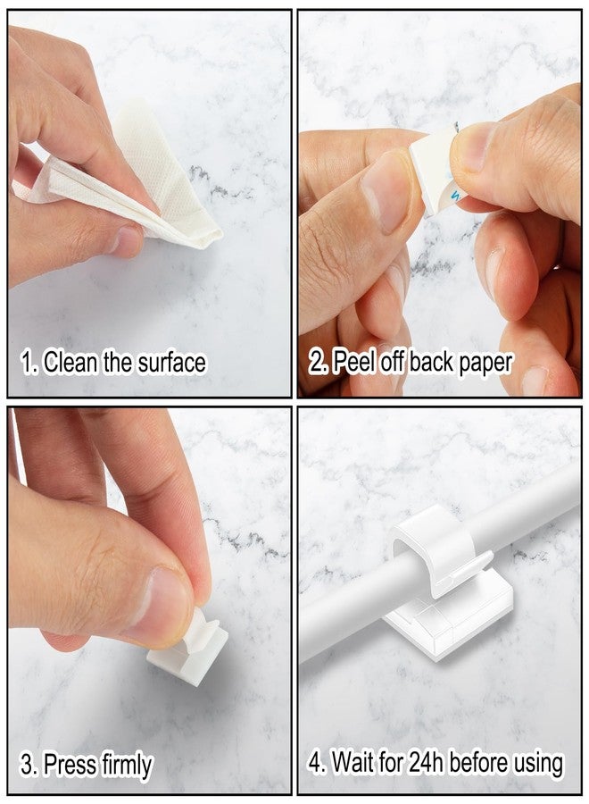 suoundey 130 Pcs Cable Clips, Adhesive Cable Organizer Cord Holder Wire Clip Wire Management Self Adhesive Hooks Wire Holder for Office, Home(White, 130PCS-Large) - Image 5