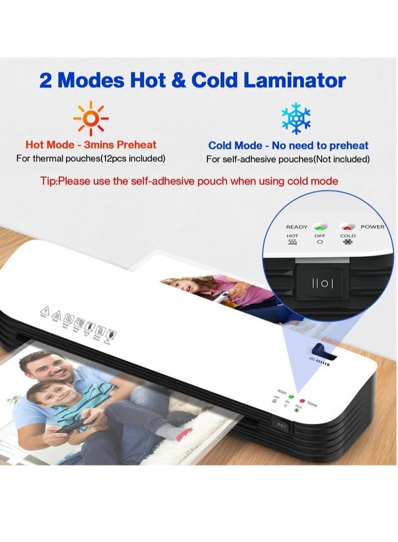 Daxiongmao Laminator, Laminator with Hot and Cold Settings and 15 Bags, 4 in 1 A4A5A6 Laminator, 9 Inch Personal Laminator for Home School Office (Cream White) - Image 5